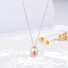 18k Rose Gold-Plated Cute Kitty Pendant Necklace - streetregion