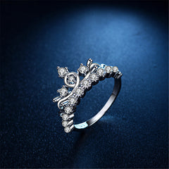 Cubic Zirconia & Silver-Plated Crown Ring