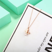 Crystal & 18K Rose Gold-Plated Butterfly Pendant Necklace
