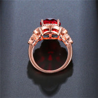 Red Crystal & Cubic Zirconia Red Crystal Floral Ring