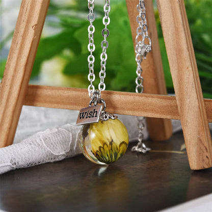 Silver-Plated 'Wish' Daisy Pendant Necklace, silver pendant necklace for women, everyday style, detail close-up