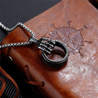 Silver-Plated Skeleton Hand & Tire Pendant Necklace