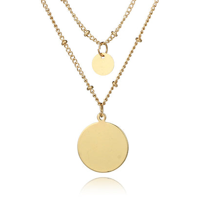 18K Gold-Plated Disc Layered Necklace, gold pendant necklace for women, everyday style, side view