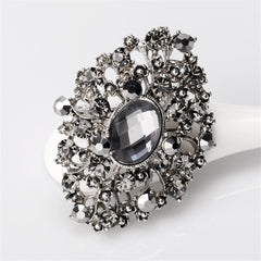 Cubic Zirconia & Silver-Plated Floral Brooch