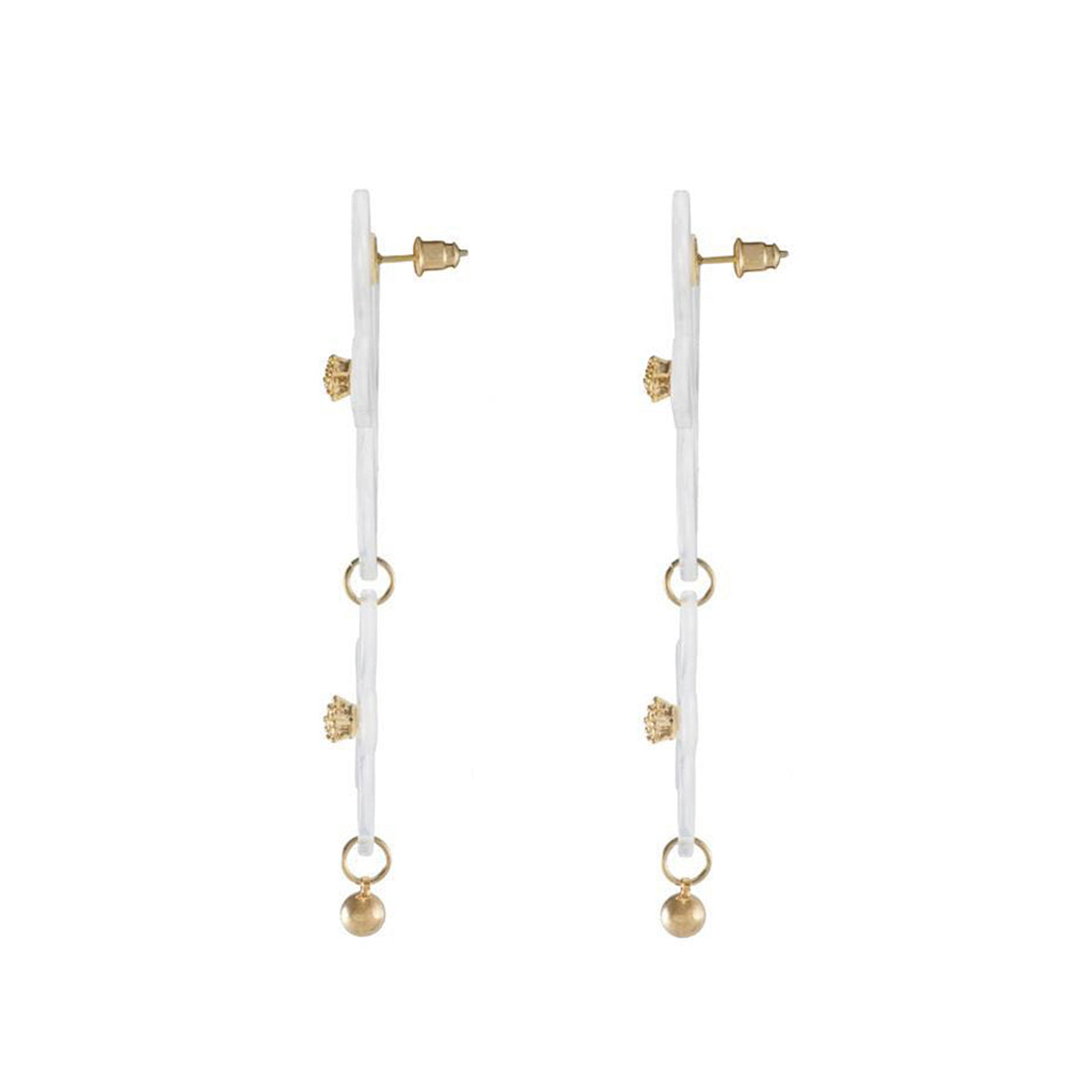 Acrylic & 18K Gold-Plated Flower Drop Earrings