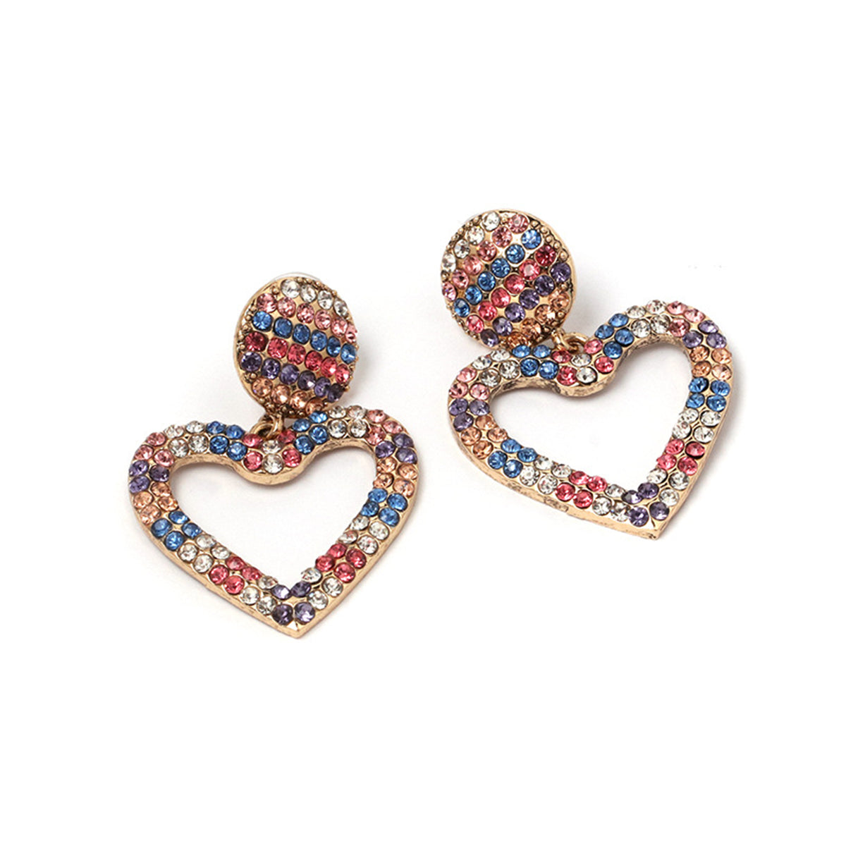 Red & Blue Cubic Zirconia 18K Gold-Plated Open-Heart Drop Earrings