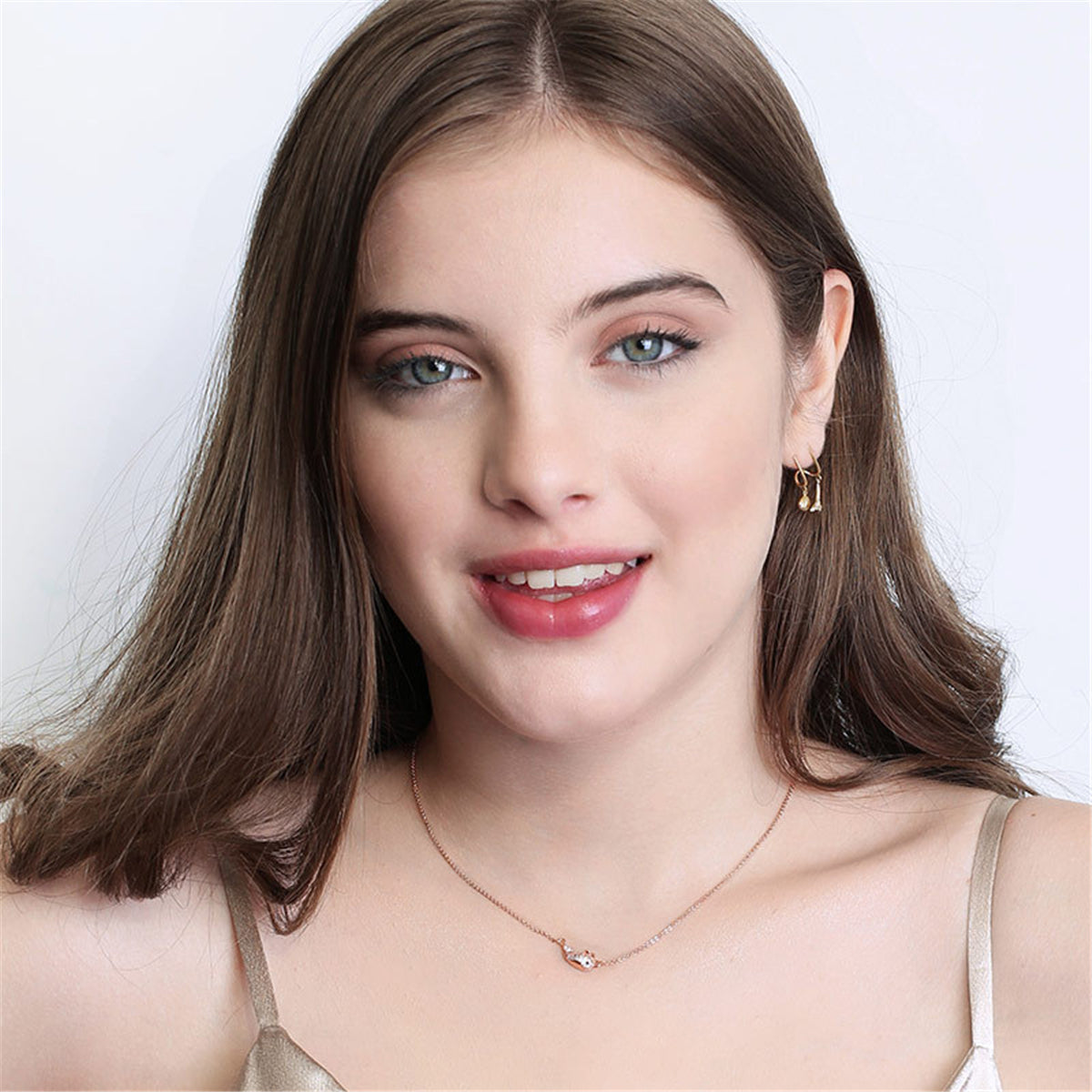 Cubic Zirconia & 18K Rose Gold-Plated Whale Pendant Necklace