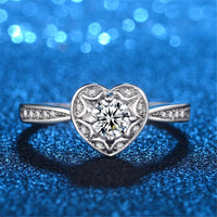 cubic zirconia & Silver-Plated Heart Ring - streetregion