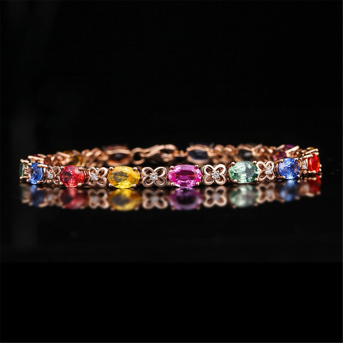 cubic zirconia & Crystal Flower Station Bracelet - streetregion