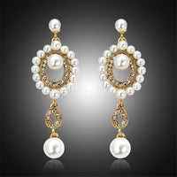 Cubic Zirconia & Imitation Pearl Open Drop Earrings