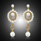 Cubic Zirconia & Imitation Pearl Open Drop Earrings