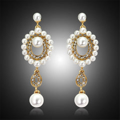 Cubic Zirconia & Pearl 18K Gold-Plated Open Drop Earrings