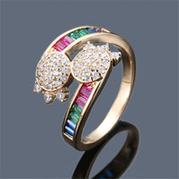 Rainbow Crystal & Cubic Zirconia Turtle Ring