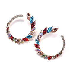 Red Crystal & Cubic Zirconia Open Wreath Stud Earrings