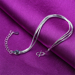 Silver-Plated Snake Chain Triple-Strand Anklet