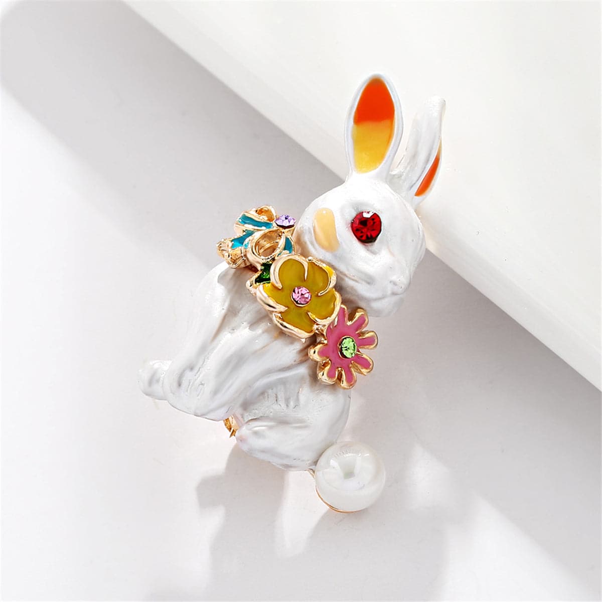 White and Cubic Zirconia Rabbit Brooch, brooch pin, vintage-inspired design, lifestyle look