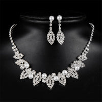 Imitation Pearl & Cubic Zirconia Eyes Statement Necklace Set