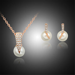 Pearl & Cubic Zirconia 18K Gold-Plated Flush-Set Pendant Necklace Set
