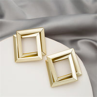 18k Gold-Plated Interlocked Open Rhombus Stud Earrings