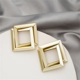 18k Gold-Plated Interlocked Open Rhombus Stud Earrings