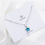 Blue Crystal & Silvertone Star Pendant Necklace