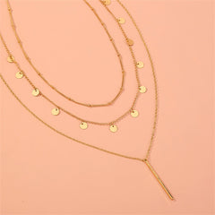 18K Gold-Plated Sequin & Bar Pendant Necklace Set