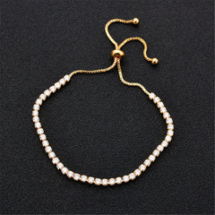 Cubic Zirconia & 18K Gold-Plated Adjustable Tennis Bracelet