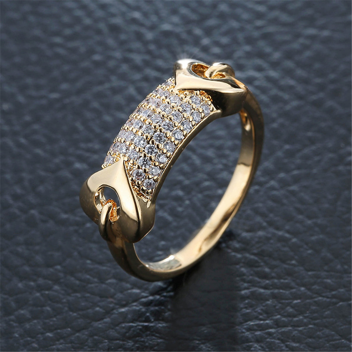 Cubic Zirconia & 18K Gold-Plated Heart Ring