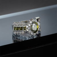 Green Crystal & Cubic Zirconia Ring