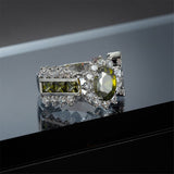 Green Crystal & Cubic Zirconia Ring