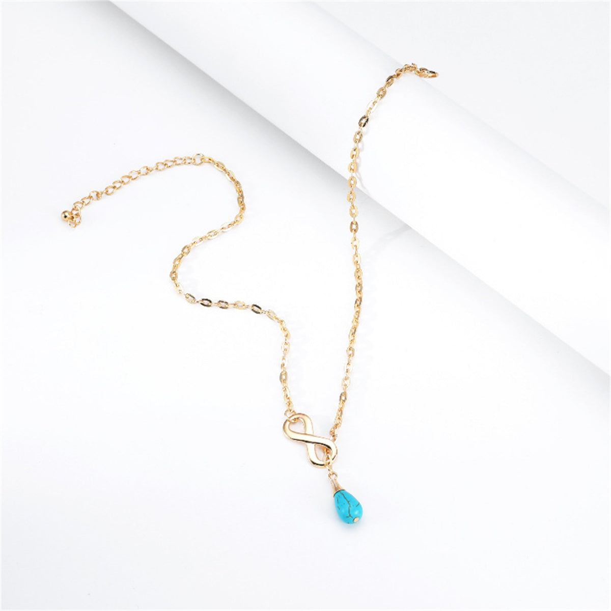 Blue Turquoise & 18K Gold-Plated Infinity Lariat Necklace