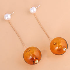 Orange Glass & Pearl 18K Gold-Plated Drop Earrings