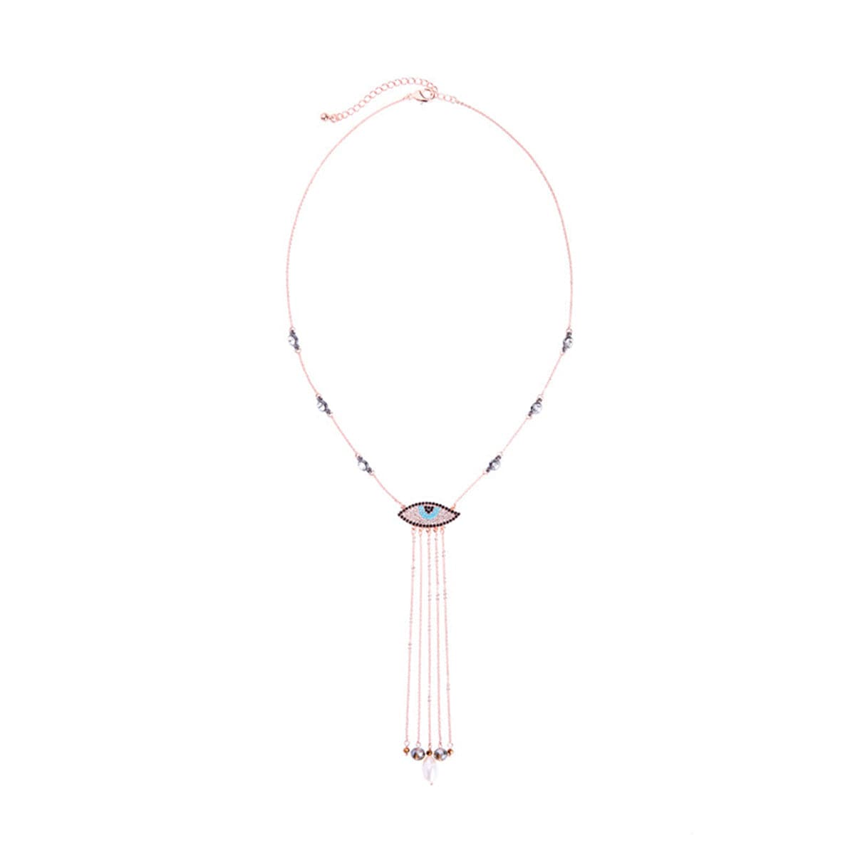Pearl & Cubic Zirconia 18K Gold-Plated Evil Eye Tassel Pendant Necklace