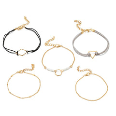 White & 18K Gold-Plated Geometric Curb Chain Anklet Set