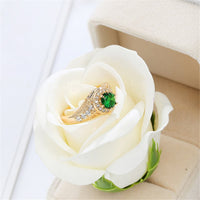 Green Crystal & Cubic Zirconia Twist Halo Ring