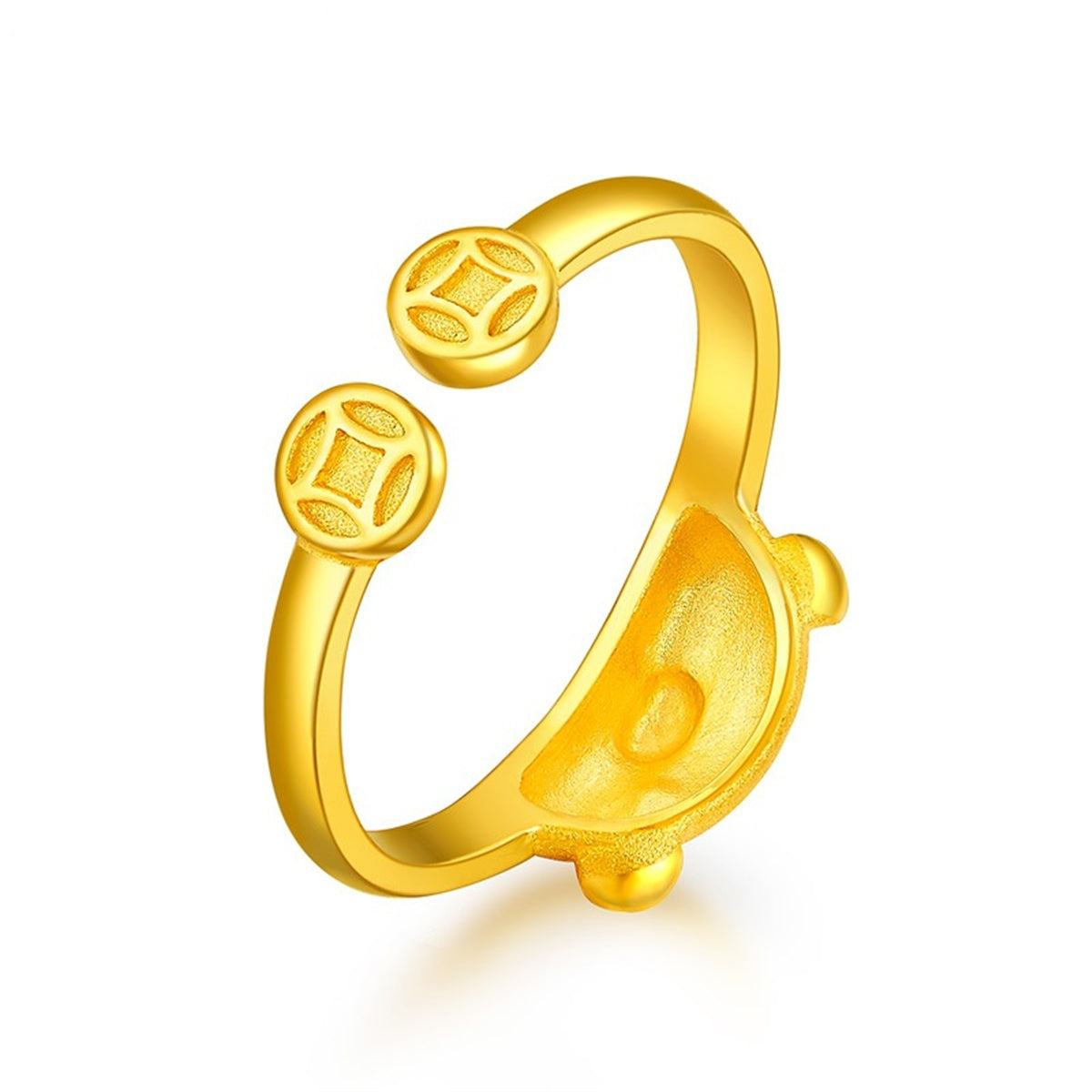 24K Gold-Plated Pig Open Ring, gold statement rings for women, elegant gift for her, detail close-up