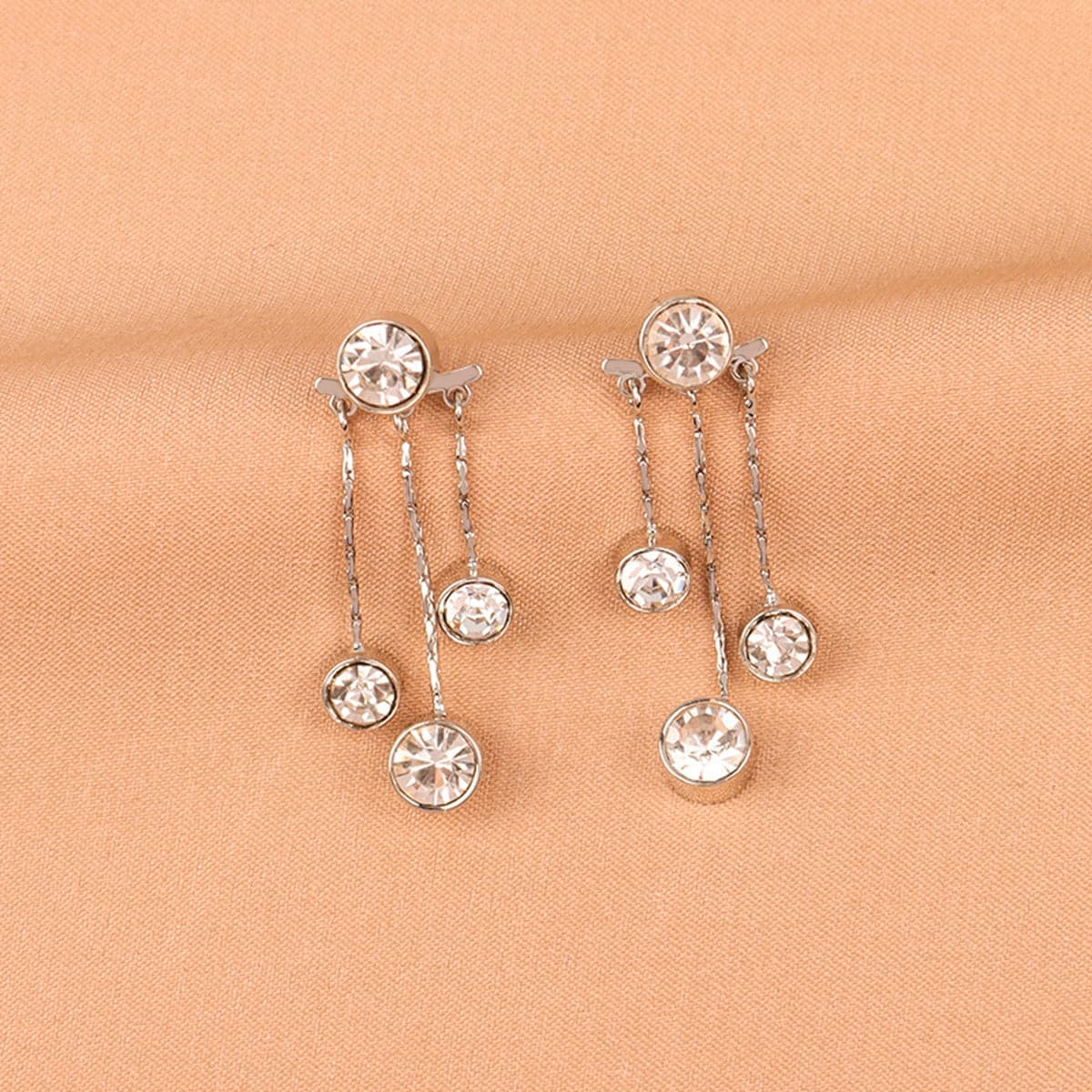 Cubic Zirconia & Silver-Plated Tassel Drop Earrings