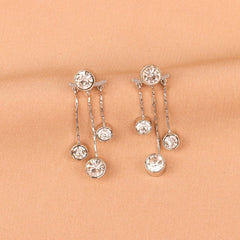 Cubic Zirconia & Silver-Plated Tassel Drop Earrings