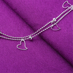 Silver-Plated Open Heart Layered Anklet