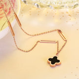 Black Acrylic & 18K Rose Gold-Plated Clover Pendant Necklace