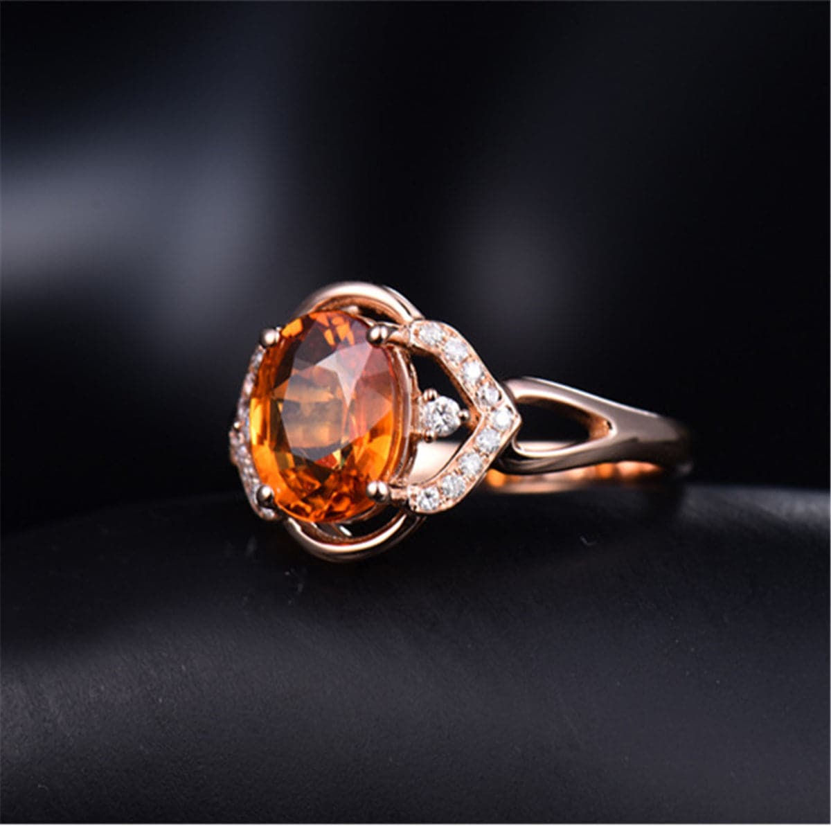 Yellow Crystal & Cubic Zirconia Adjustable Oval-Cut Ring - streetregion