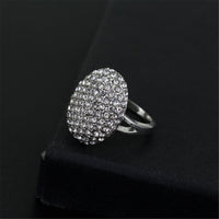 cubic zirconia & Silver-Plated Oval Sunflower Band Ring - streetregion