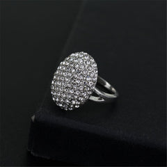 cubic zirconia & Silver-Plated Oval Sunflower Band Ring - streetregion
