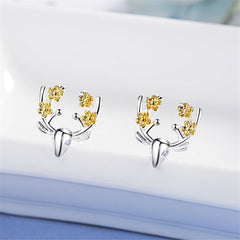 Silver-Plated & 18k Gold-Plated Deer Stud Earrings - streetregion