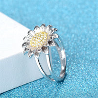 Cubic Zirconia & Two-Tone Sunflower Ring