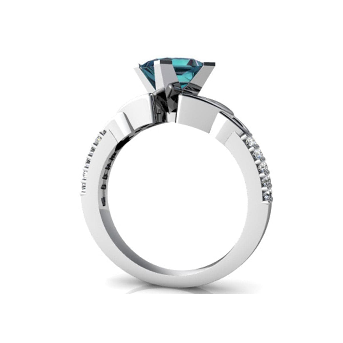 Blue cubic zirconia & Crystal Princess-Cut Ring - streetregion