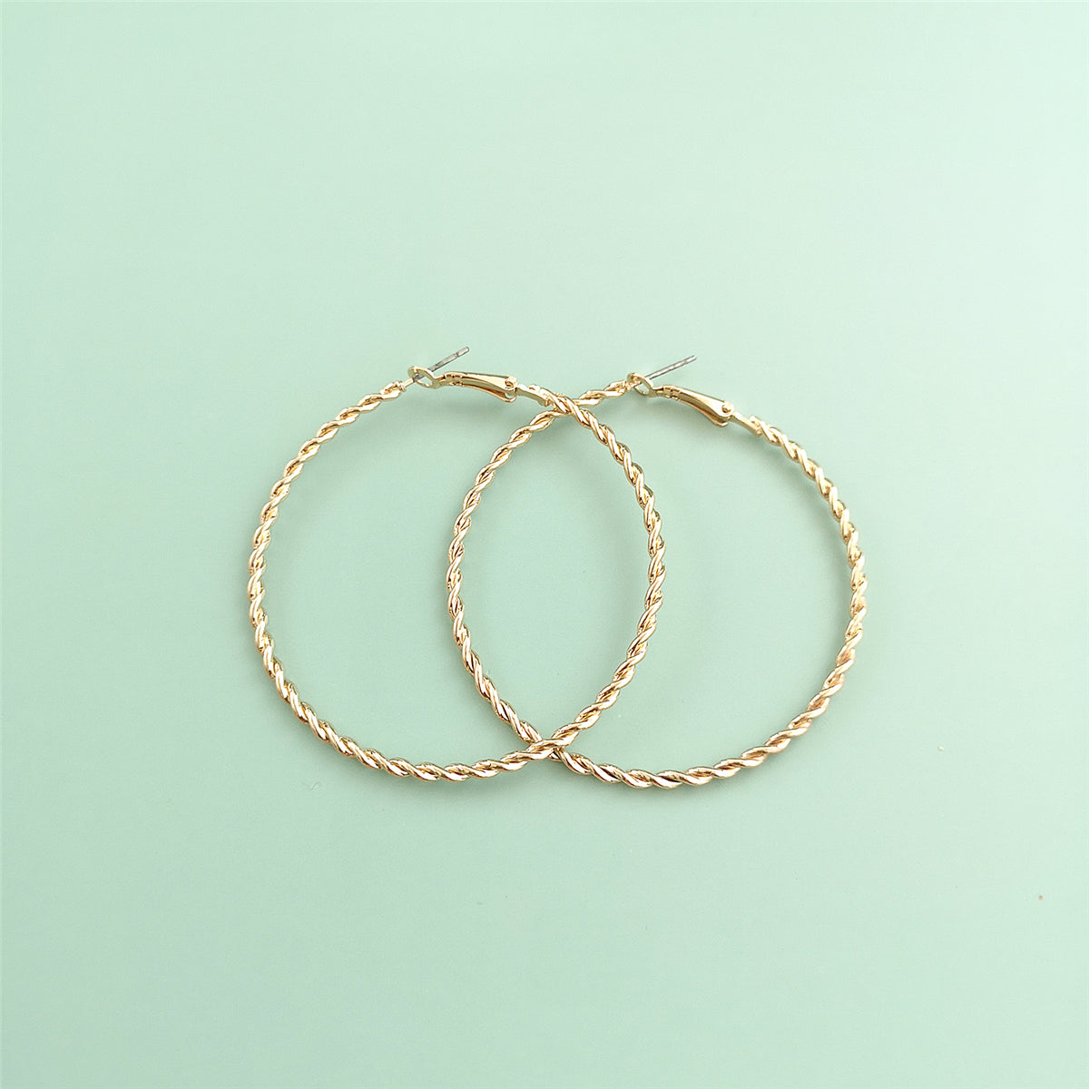 18K Gold-Plated Twine Hoop Earrings, everyday style, detail close-up