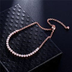cubic zirconia & 18k Rose Gold-Plated Adjustable Link Bracelet - streetregion