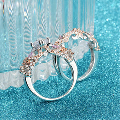 Cubic Zirconia & Crystal Two-Tone Claddagh Ring Set