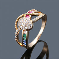 Rainbow Crystal & Cubic Zirconia Oval Ring
